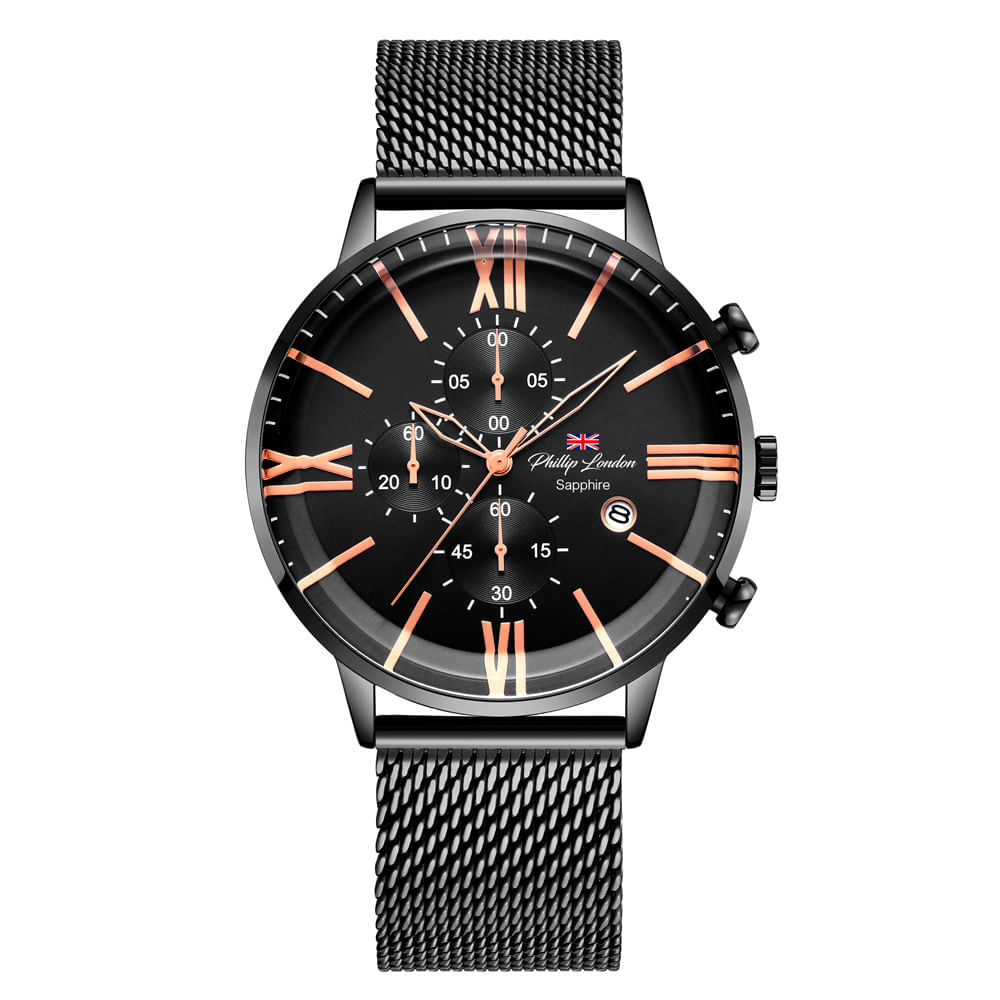 Relógio Masculino Phillip London Analógico Preto - PL80098613M PR N